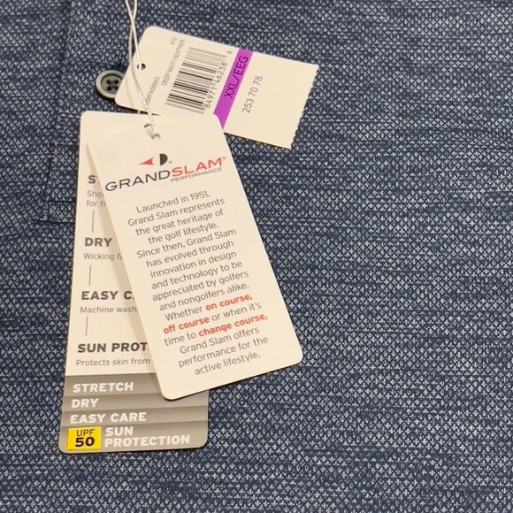 Grand Slam Performance Golf Mens Blue Long Sleeve Polo Shirt XXL UPF 50 New - Picture 5 of 9
